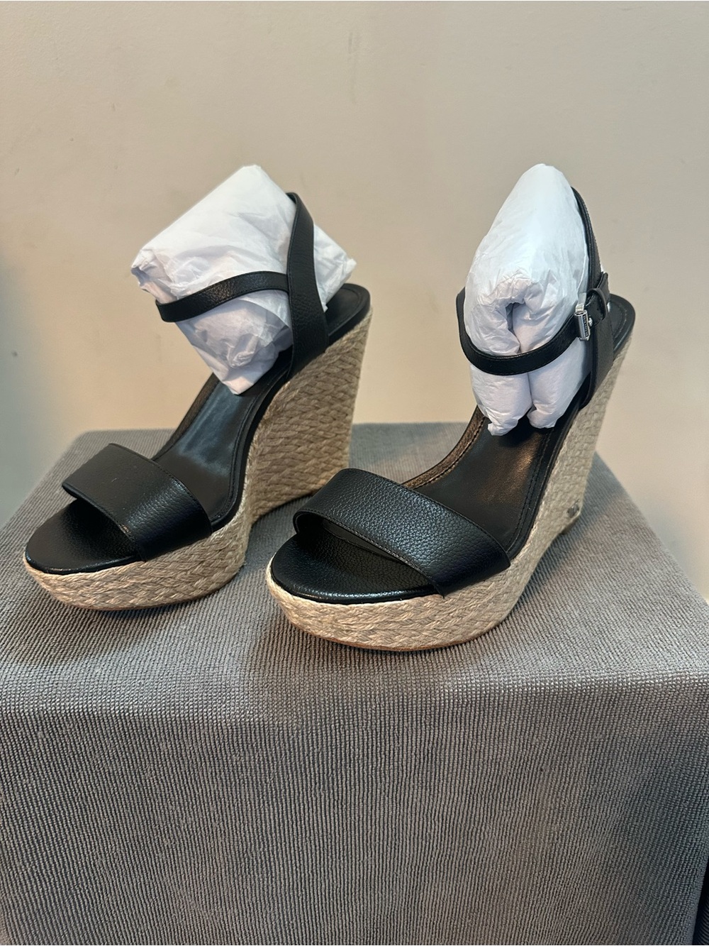 Michael Kors Black Espadrille Wedge Sandals - Women